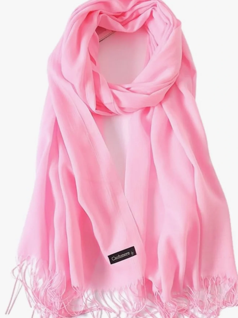 Soft Pink -Blended Cashmere  Scarf - Women's Fringed edges